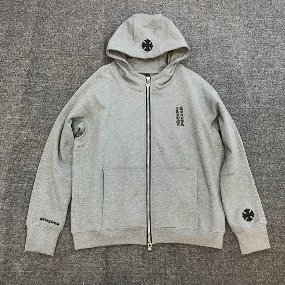 Chrome Hearts Leather Cross-Patch Zip Hoodie